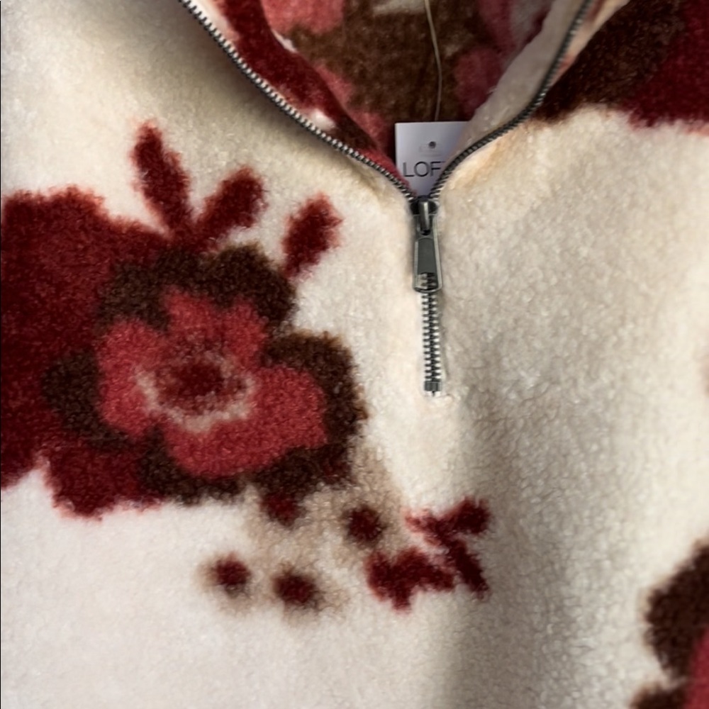 Loft Floral Sherpa Half Zip Sweatshirt M & L - Picture 11 of 12